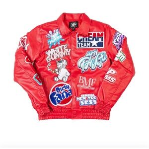 Red HP Farms Streetwear Bomber Jacket